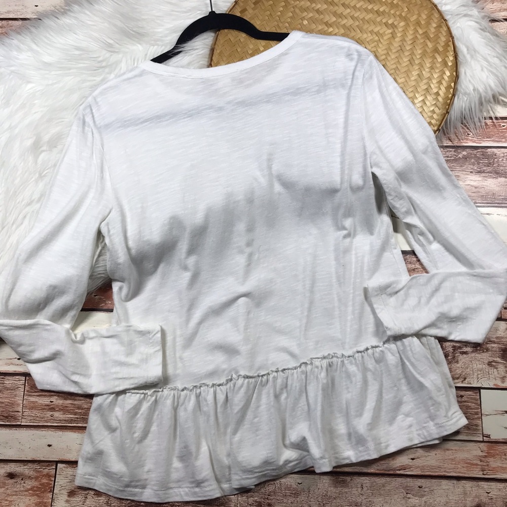 Caslon white ruffle hem long sleeve blouse - Picture 6 of 6